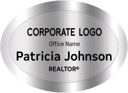 Century 21 Name Badges Oval Silver (W:2