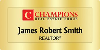 Champions Real Estate Name Badges Golden (W:3
