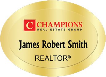Champions Real Estate Name Badges Oval Golden (W:2