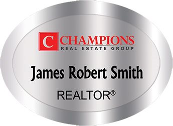 Champions Real Estate Name Badges Oval Silver (W:2