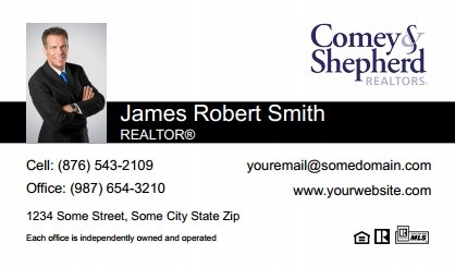 Comey-Shepherd-Realtors-Business-Card-Compact-With-Small-Photo-T2-TH16BW-P1-L1-D1-Black-White