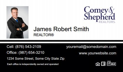 Comey-Shepherd-Realtors-Business-Card-Compact-With-Small-Photo-T2-TH23BW-P1-L1-D3-Black-White