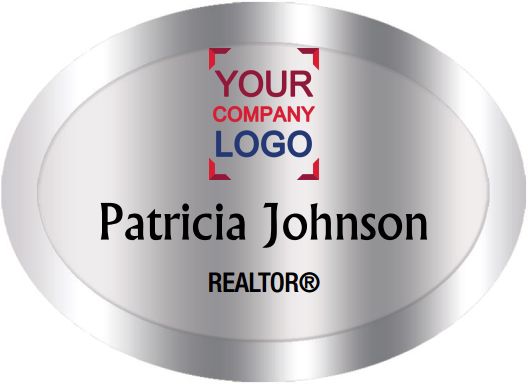 ERA Real Estate Name Badges Oval Silver (W:2