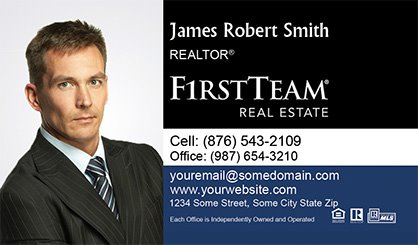 First-Team-Real-Estate-Business-Card-Compact-With-Full-Photo-TH19-P1-L3-D3-Black-White-Blue