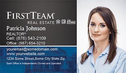 First-Team-Real-Estate-Business-Card-Compact-With-Full-Photo-TH23-P2-L3-D3-Black-White-Blue