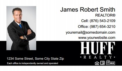Huff-Realty-Business-Card-Compact-With-Medium-Photo-T2-TH09BW-P1-L3-D3-Black-White