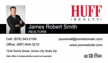 Huff-Realty-Business-Card-Compact-With-Small-Photo-T2-TH16BW-P1-L1-D1-Black-White