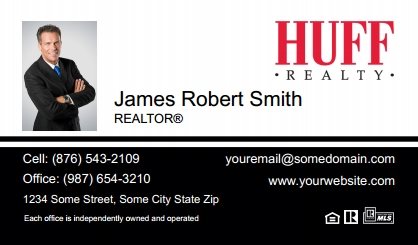 Huff-Realty-Business-Card-Compact-With-Small-Photo-T2-TH23BW-P1-L1-D3-Black-White