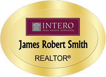 Intero Real Estate Name Badges Oval Golden (W:2