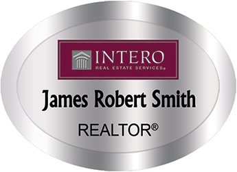 Intero Real Estate Name Badges Oval Silver (W:2