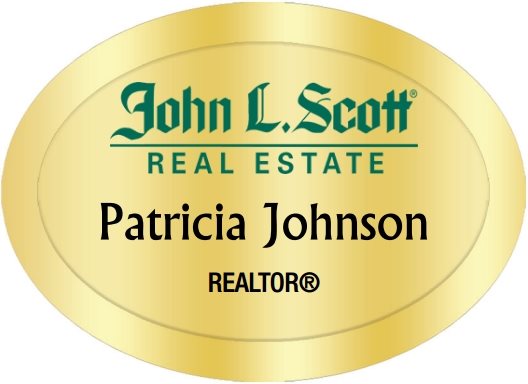 John L Scott Real Estate Name Badges Oval Golden (W:2
