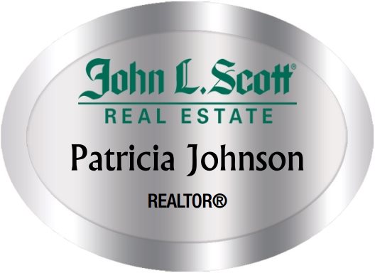 John L Scott Real Estate Name Badges Oval Silver (W:2