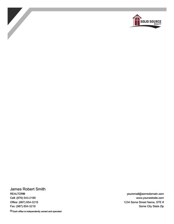 Solid Source Realty Inc Letterheads SSRI-LH-008