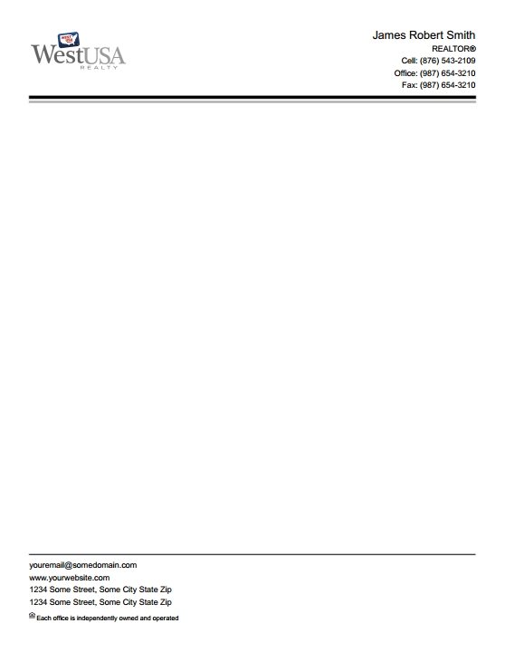 West Usa Realty Letterheads WUR-LH-002