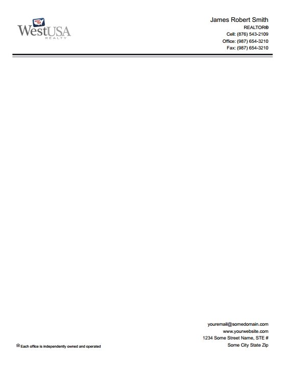 West Usa Realty Letterheads WUR-LH-006