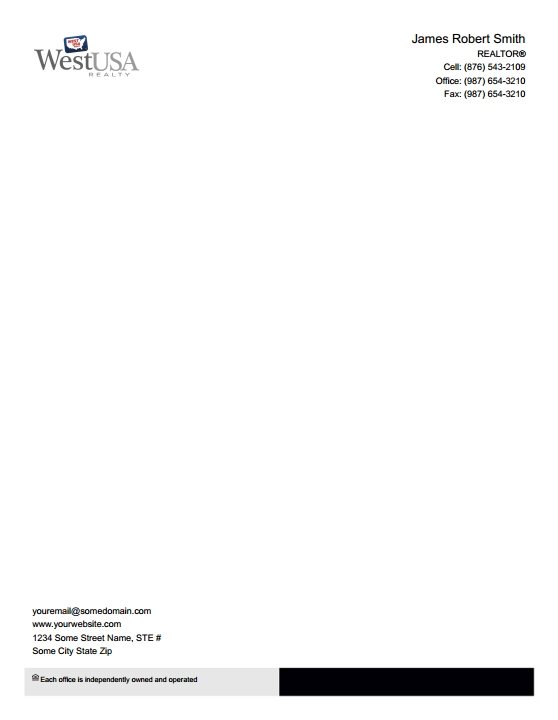 West Usa Realty Letterheads WUR-LH-007