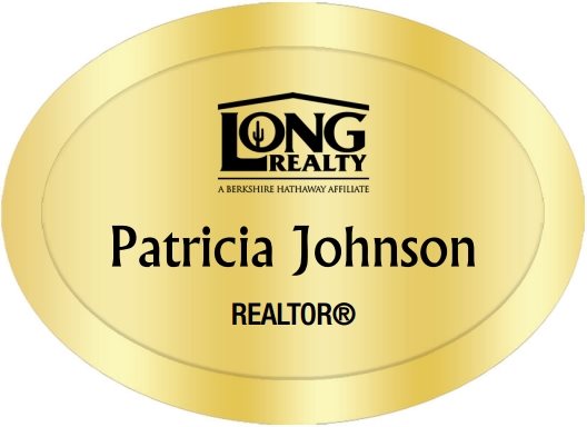 Long Realty Company Name Badges Oval Golden (W:2