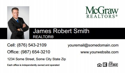 McGraw-Realtors-Business-Card-Compact-With-Small-Photo-T1-TH16BW-P1-L1-D1-Black-White