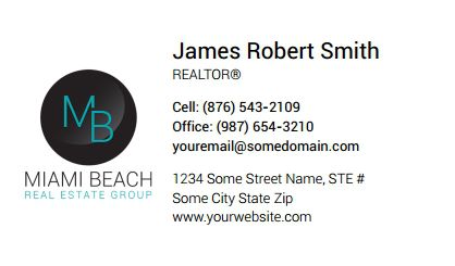 Miami Beach Real Estate Business Cards MB-BCM-002