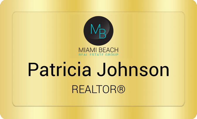 Miami Beach Real Estate Name Badges Golden (W:2