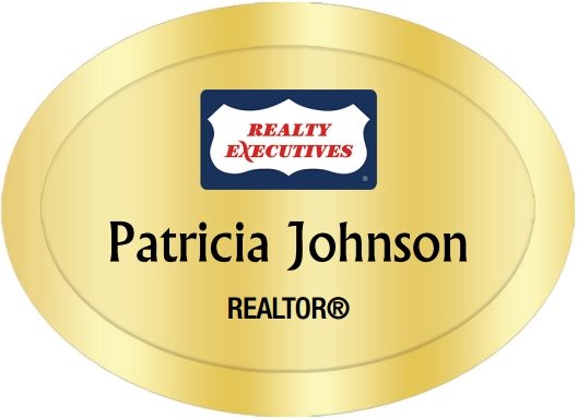 Realty Executives Name Badges Oval Golden (W:2