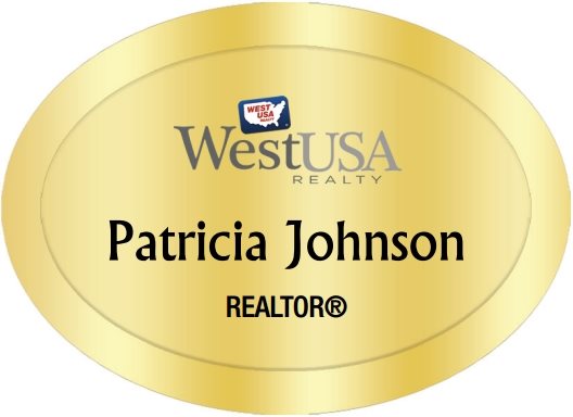 West Usa Realty Name Badges Oval Golden (W:2
