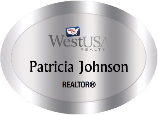 West Usa Realty Name Badges Oval Silver (W:2