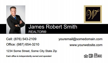 William-Davis-Realty-Business-Card-Compact-With-Small-Photo-T4-TH16BW-P1-L1-D1-Black-White